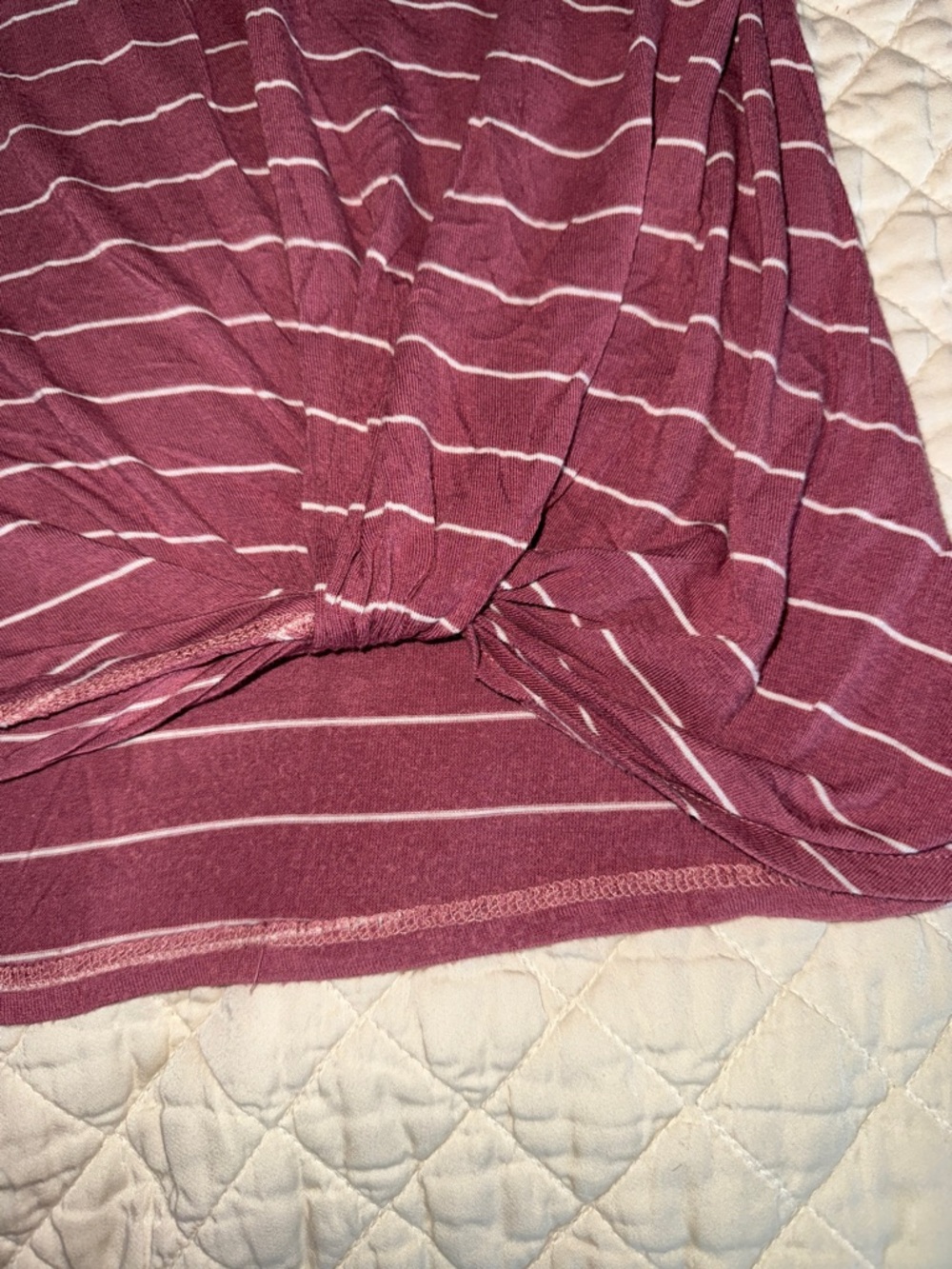 nine britton Raspberry-Striped Twist-Front Short Sleeve Tee - Picture 4 of 6